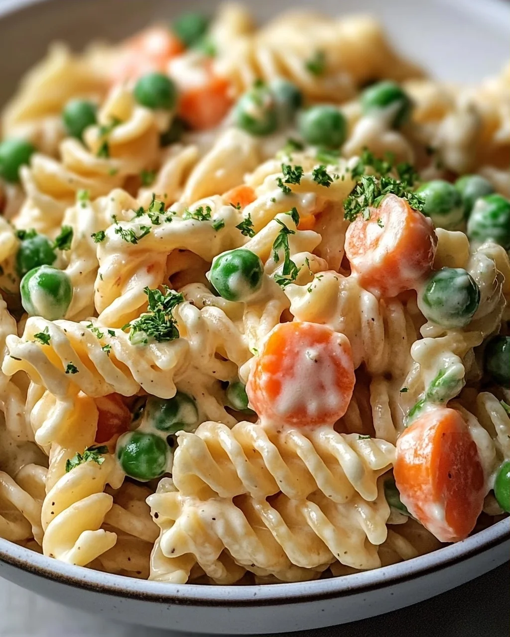 Cremiger Nudelsalat mit Erbsen und Möhren – Ein Genuss!