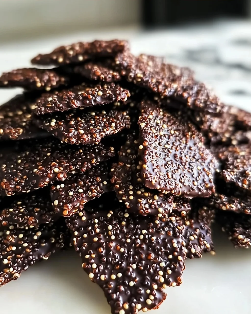 Dunkle Schokoladen-Quinoa-Crisps: Knusprige Versuchung
