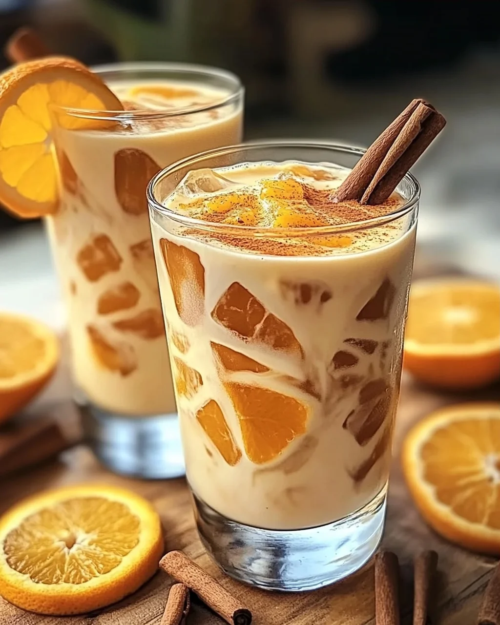 Erfrischender Eiskaffee mit Orange und Zimt für heiße Tage