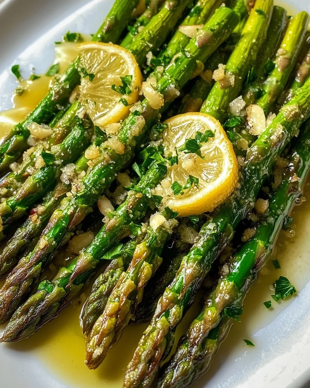 Fried Green Asparagus with Garlic and Lemon Recipe