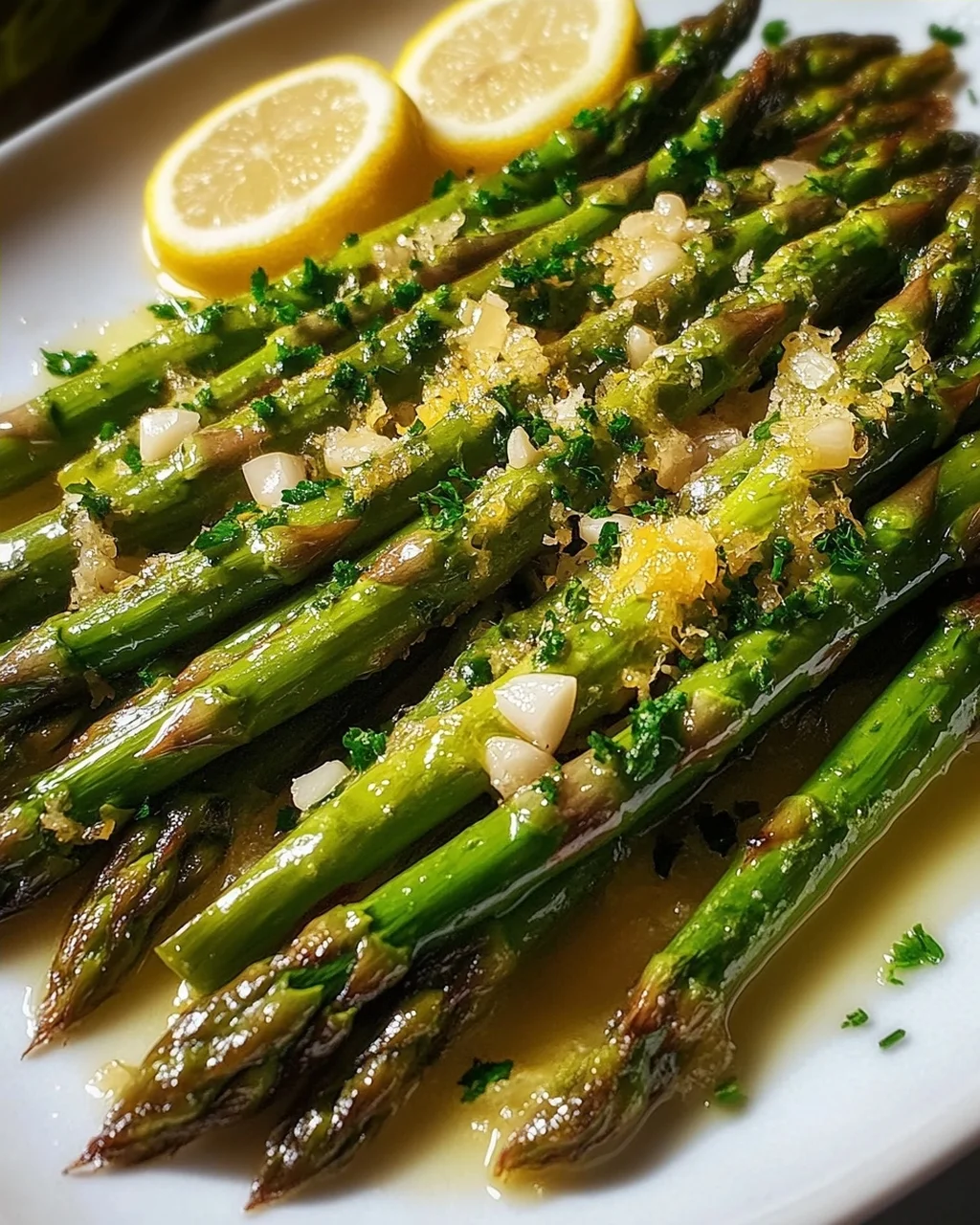 Fried Green Asparagus with Garlic and Lemon Recipe