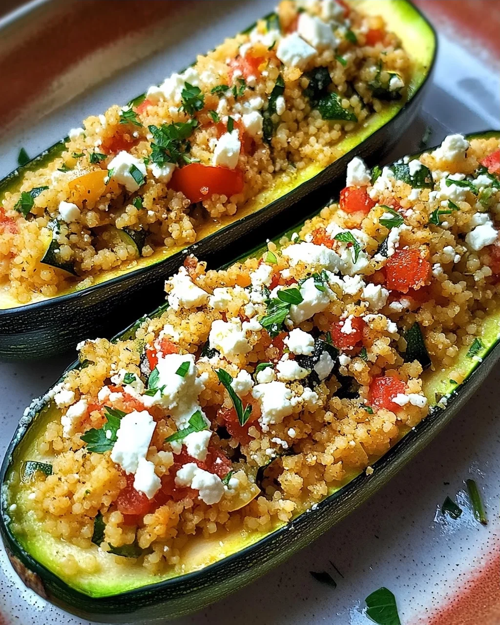 Gefüllte Zucchinis mit Couscous und Feta