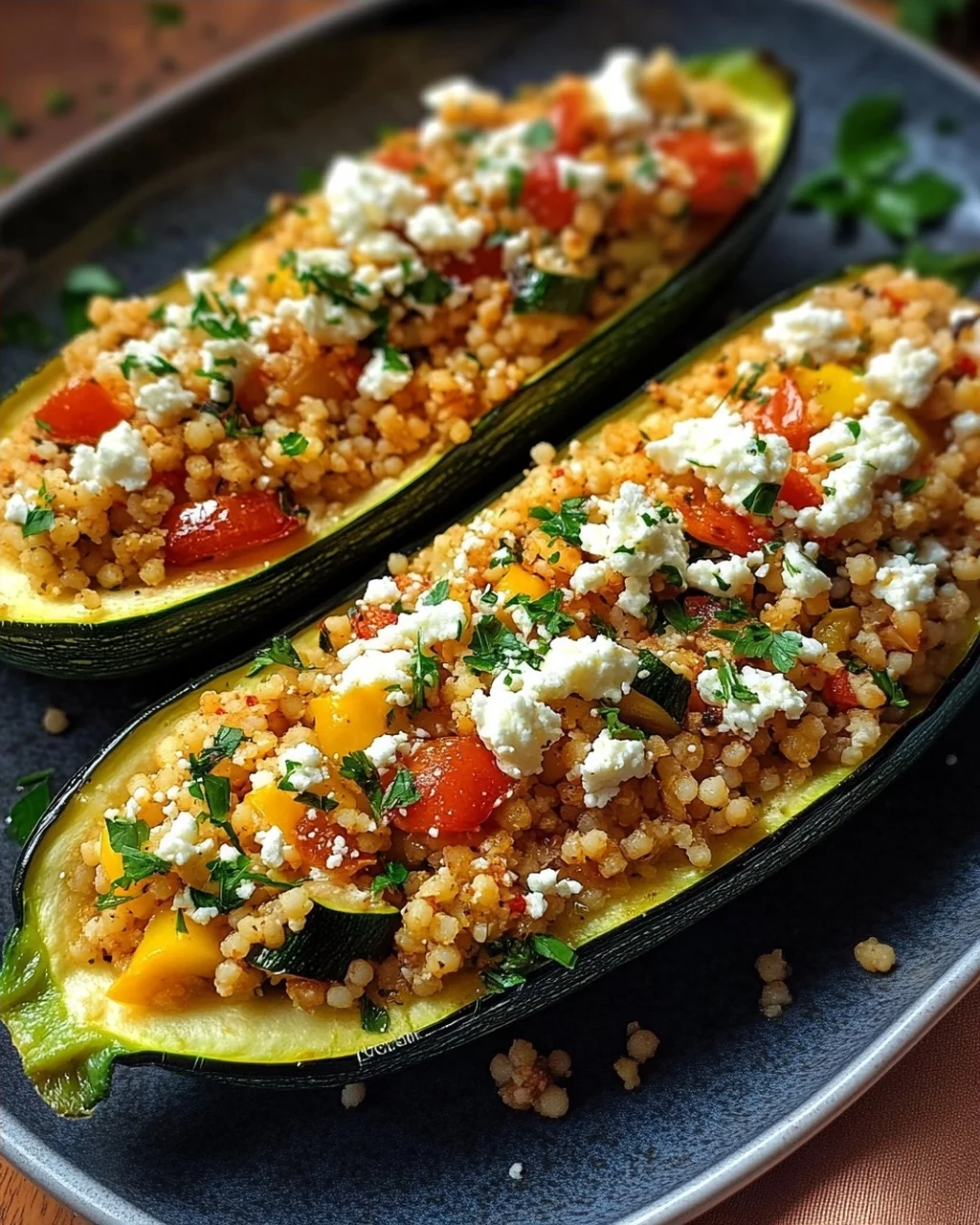 Gefüllte Zucchinis mit Couscous und Feta