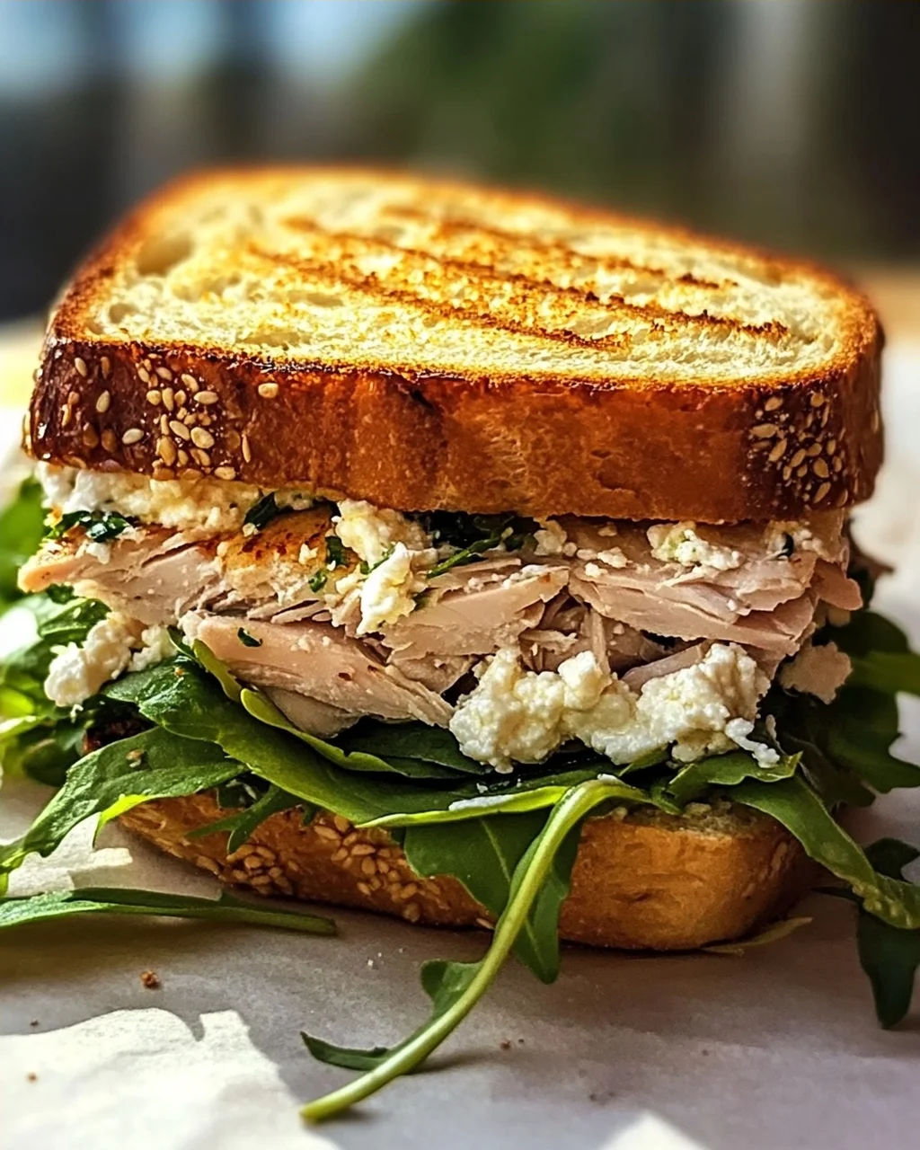Gegrilltes Thunfisch-Sandwich mit Feta