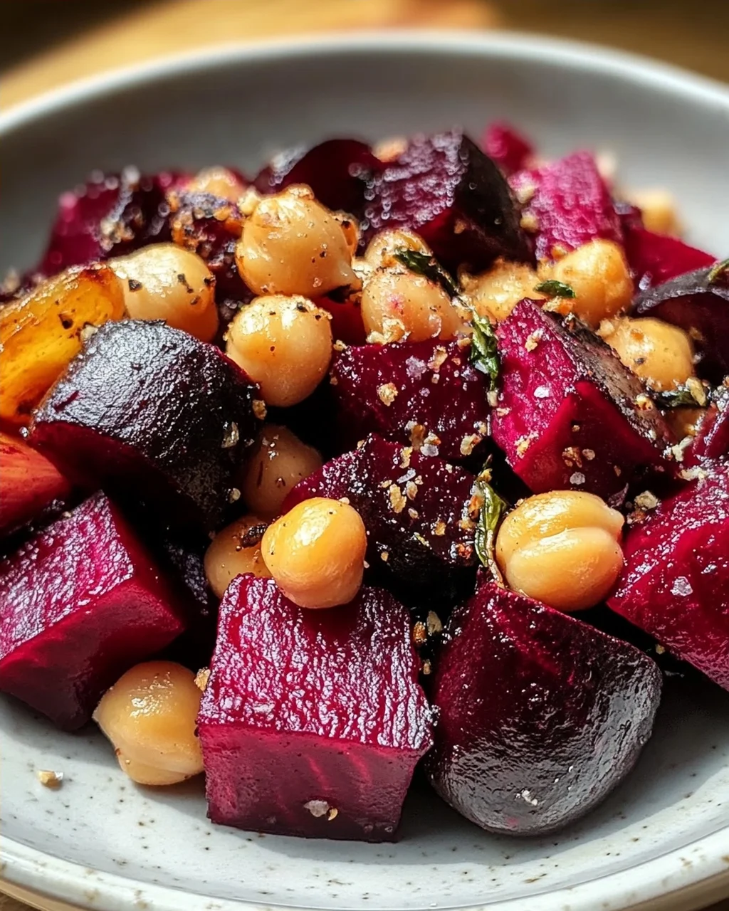 Geröstete Rote Bete mit Knoblauch & Kichererbsen
