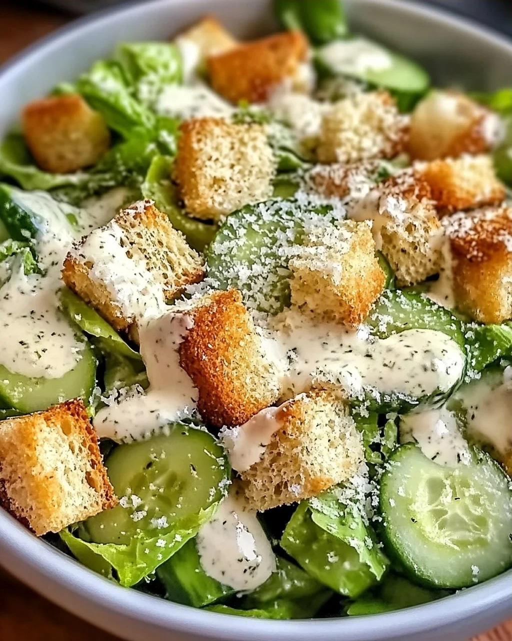 Gurken-Caesar-Salat für heiße Sommertage