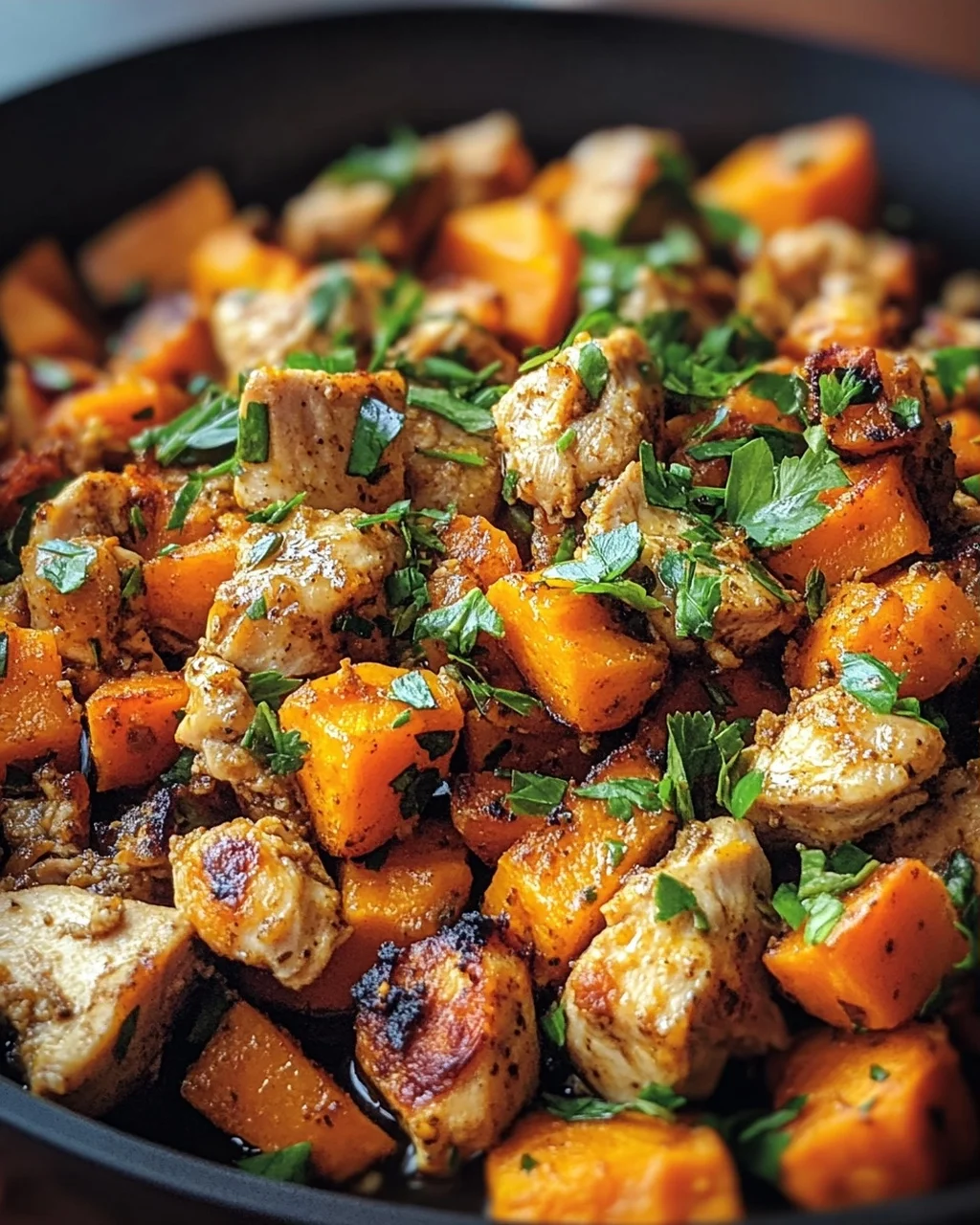 Hackfleisch aus Huhn und Süßkartoffeln