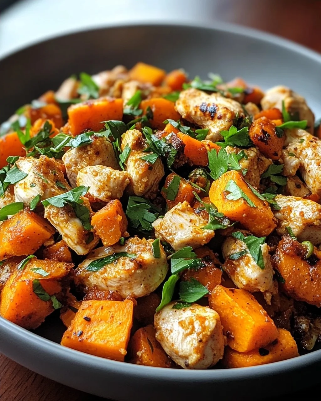 Hackfleisch aus Huhn und Süßkartoffeln
