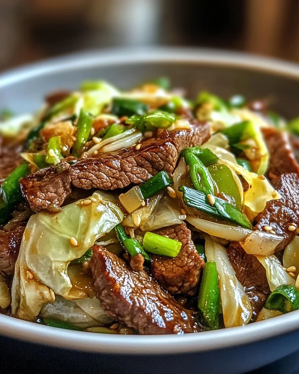 Herzhafter Rindfleisch- und Kohl-Wok für jeden Tag