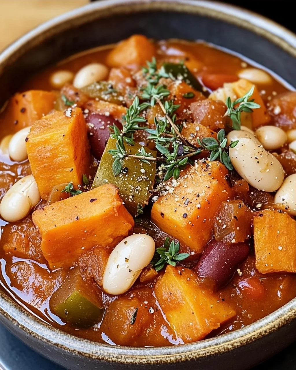 Herzhaftes veganes Süßkartoffel-Eintopf für kalte Tage