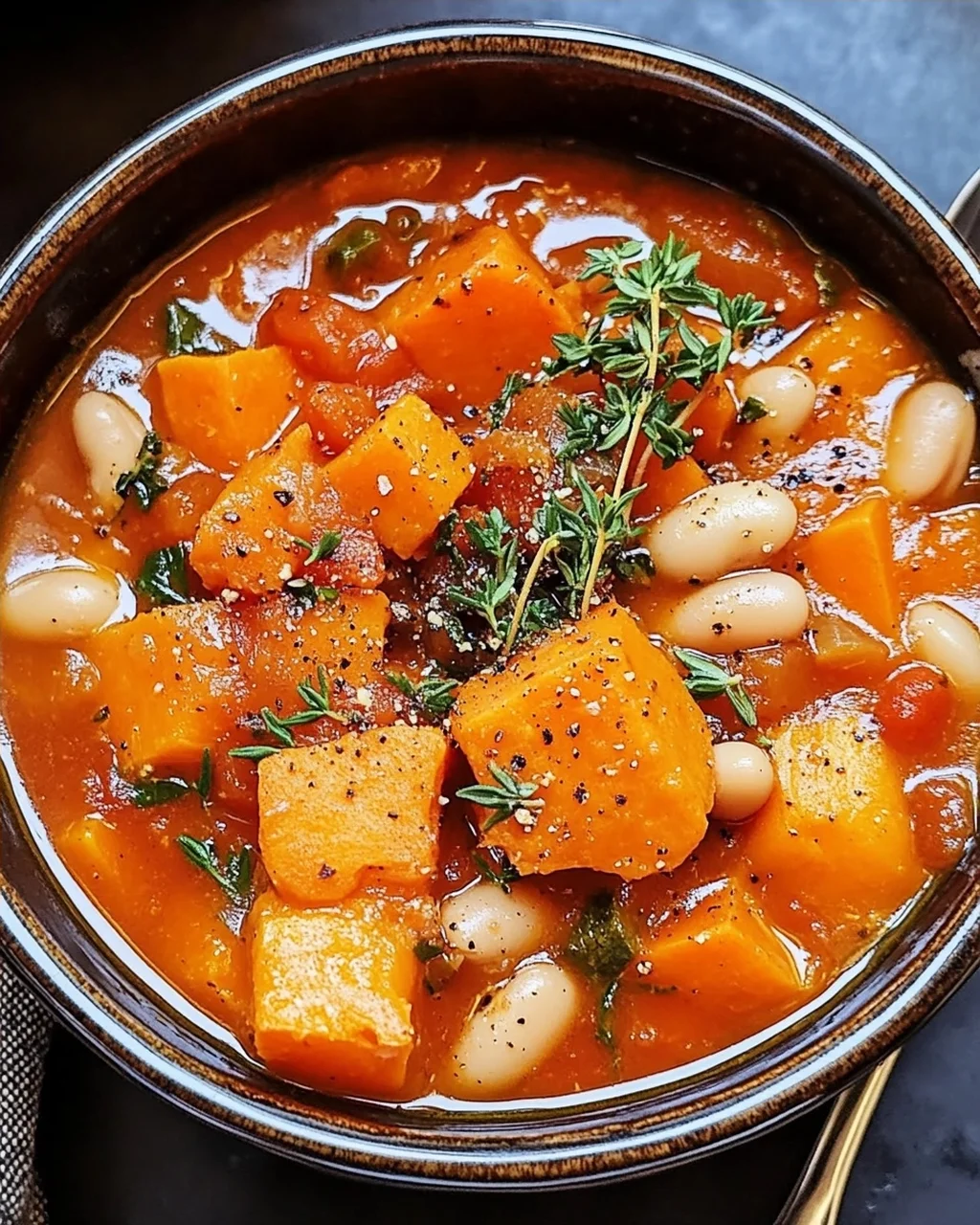 Herzhaftes veganes Süßkartoffel-Eintopf für kalte Tage