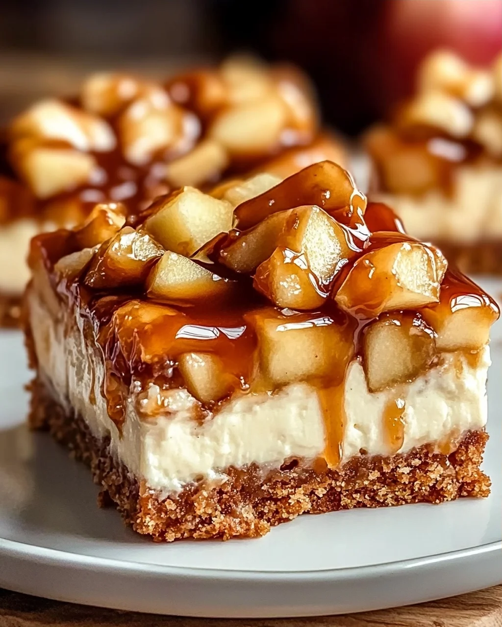 Himmlische Karamell Apfel Cheesecake Bars