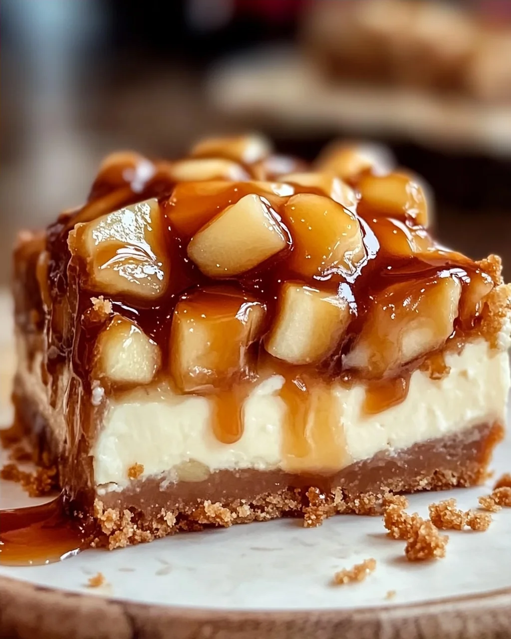 Himmlische Karamell Apfel Cheesecake Bars
