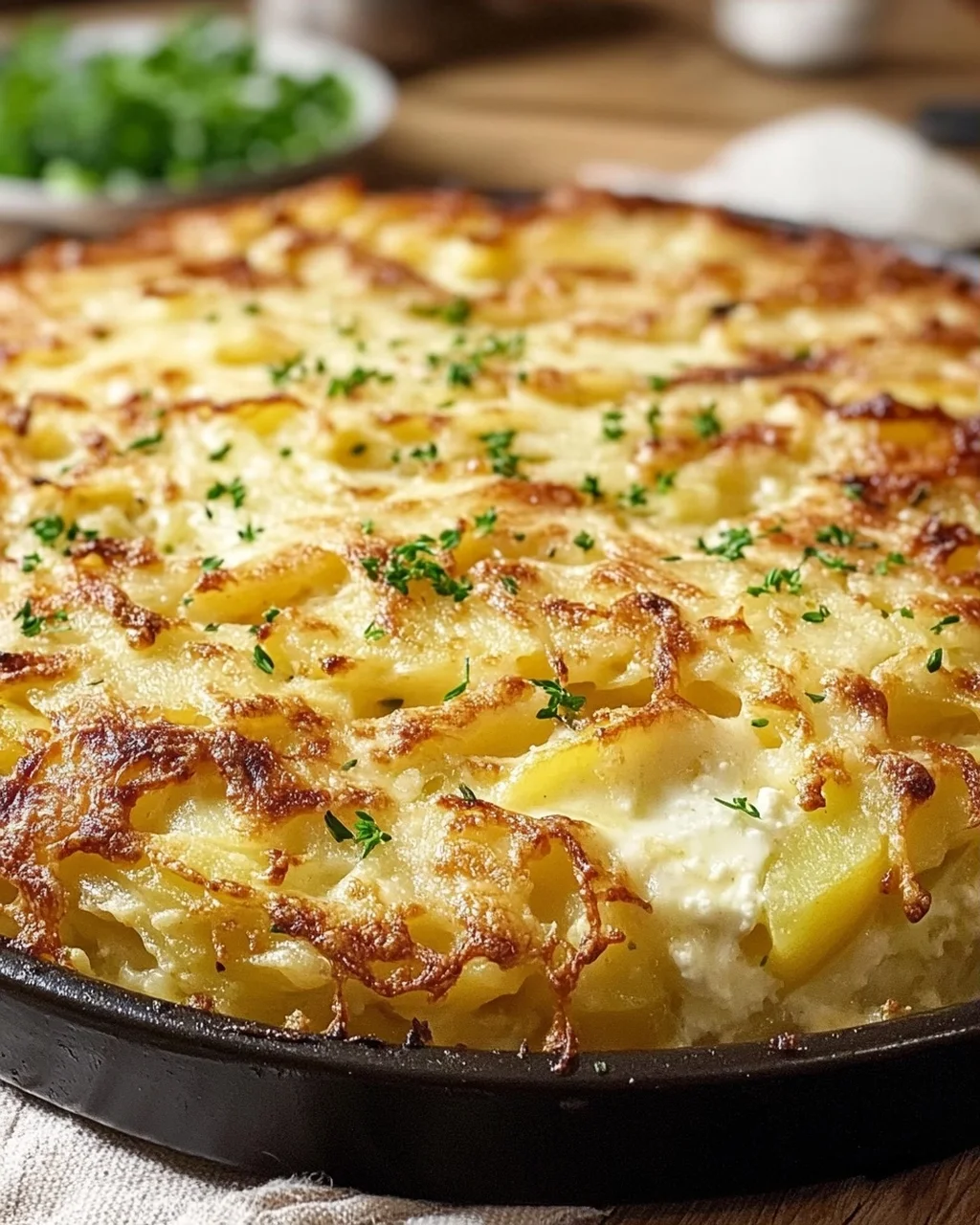 Hüttenkäse Kartoffelrösti Auflauf