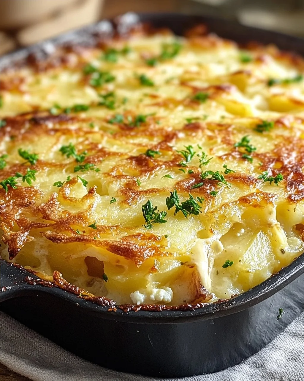 Hüttenkäse Kartoffelrösti Auflauf