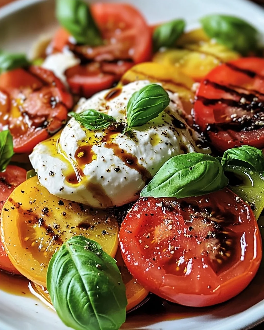 Italienischer Burrata-Caprese-Salat aus Heirloom-Tomaten