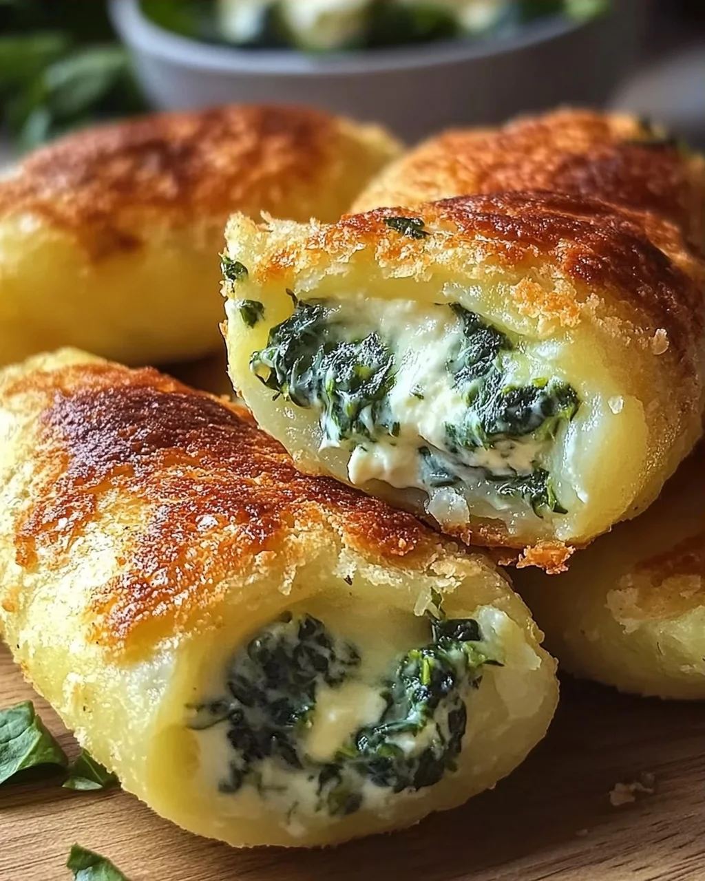 Kartoffeltaschen mit Spinat-Frischkäse-Füllung genießen!