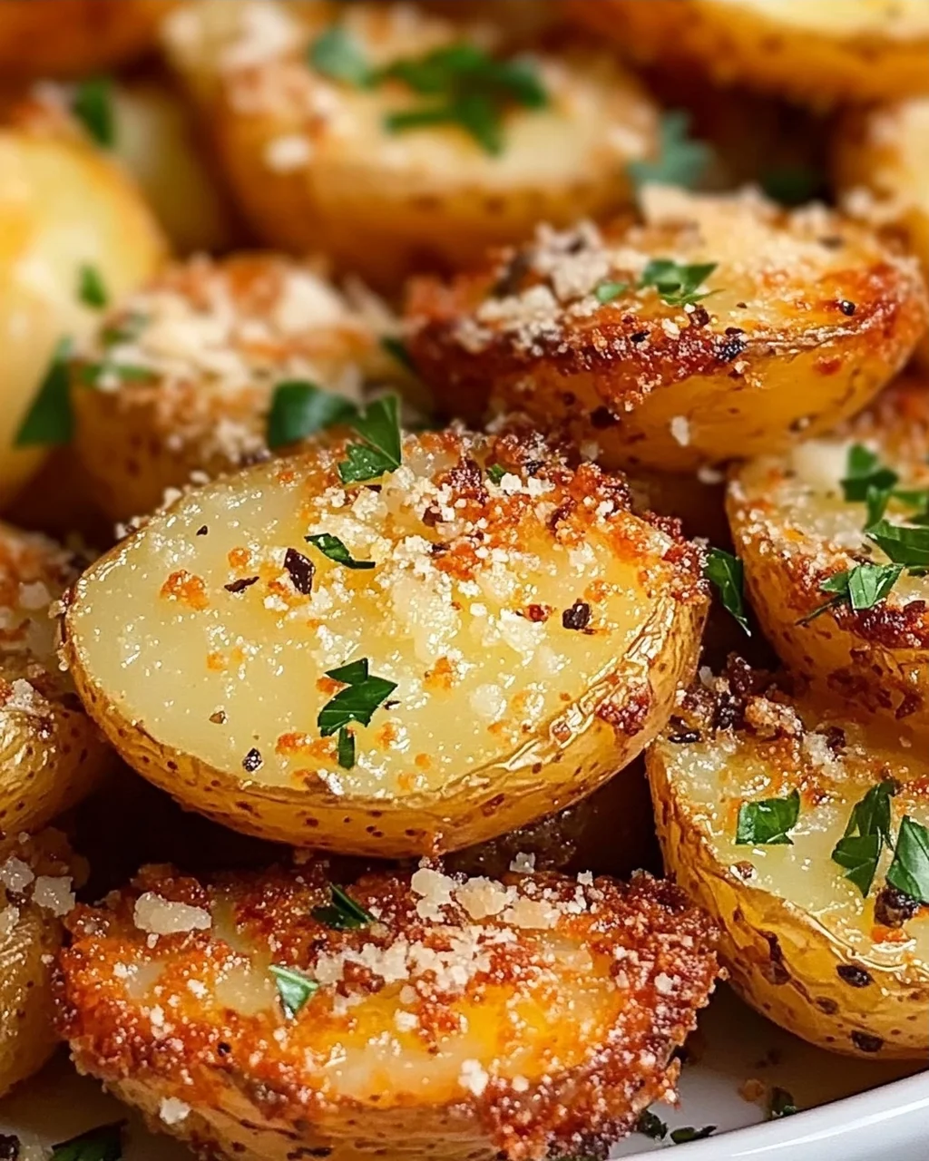 Knoblauch-Parmesan Krustenkartoffeln (Garlic Parmesan Crusted Potatoes)