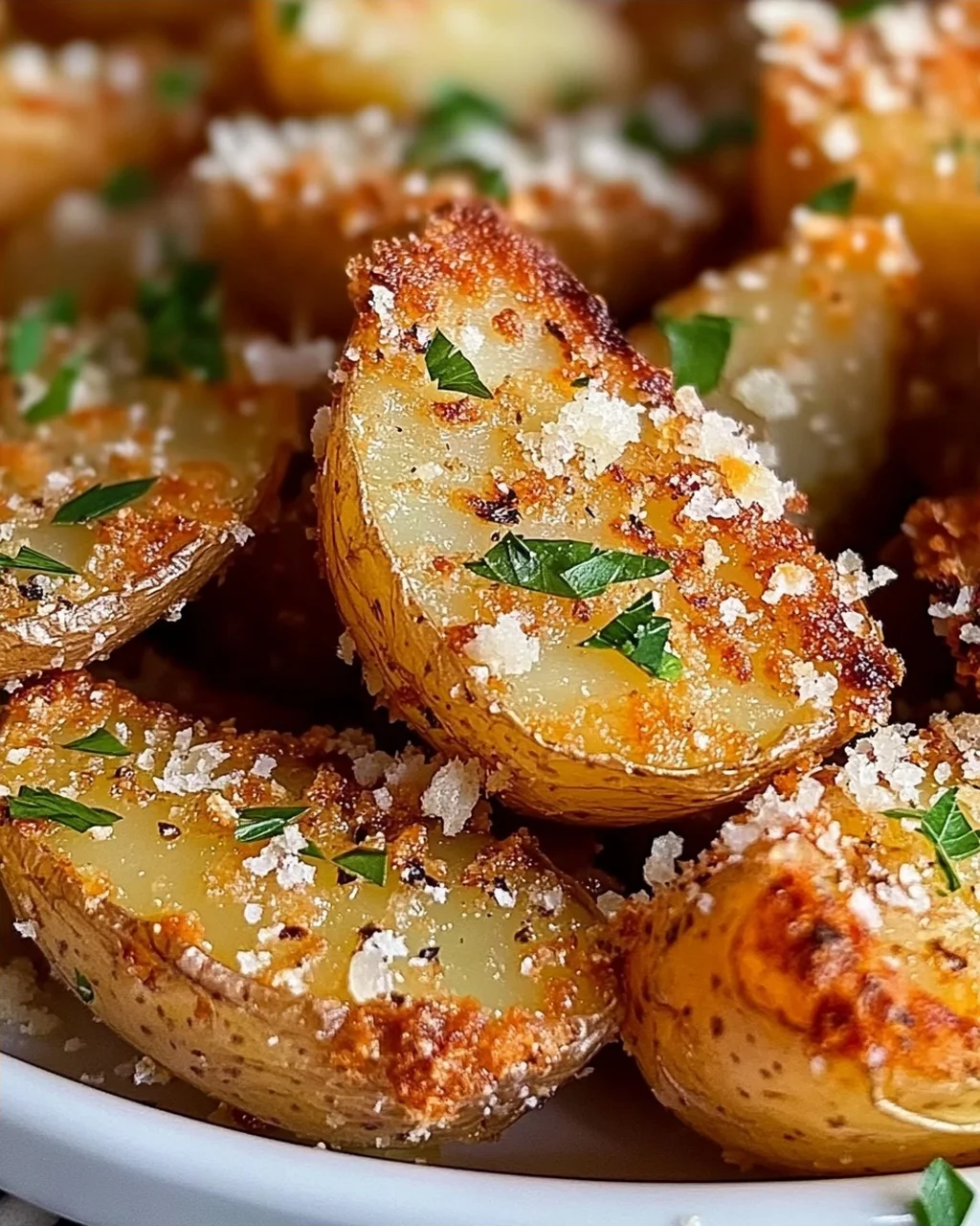Knoblauch-Parmesan Krustenkartoffeln (Garlic Parmesan Crusted Potatoes)