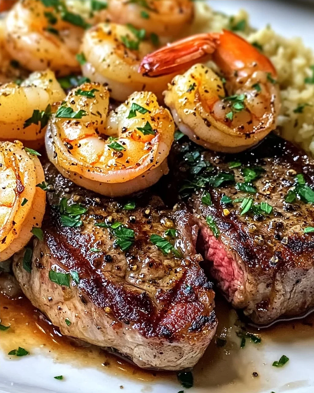 Knoblauchbutter Garnelen und Steak für dein Date Night