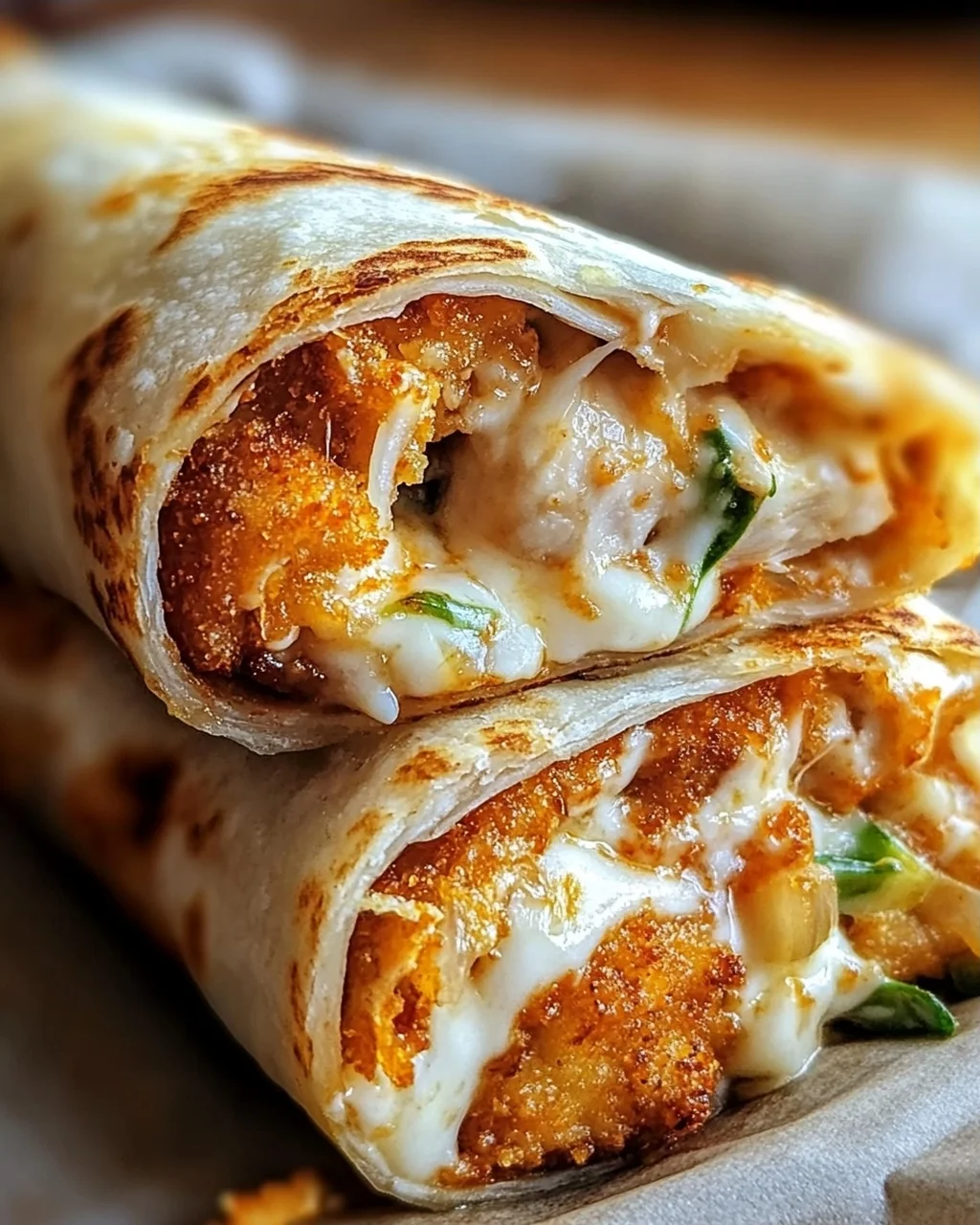 Knusprige, Käsige Knoblauch-Hühnchen-Wraps