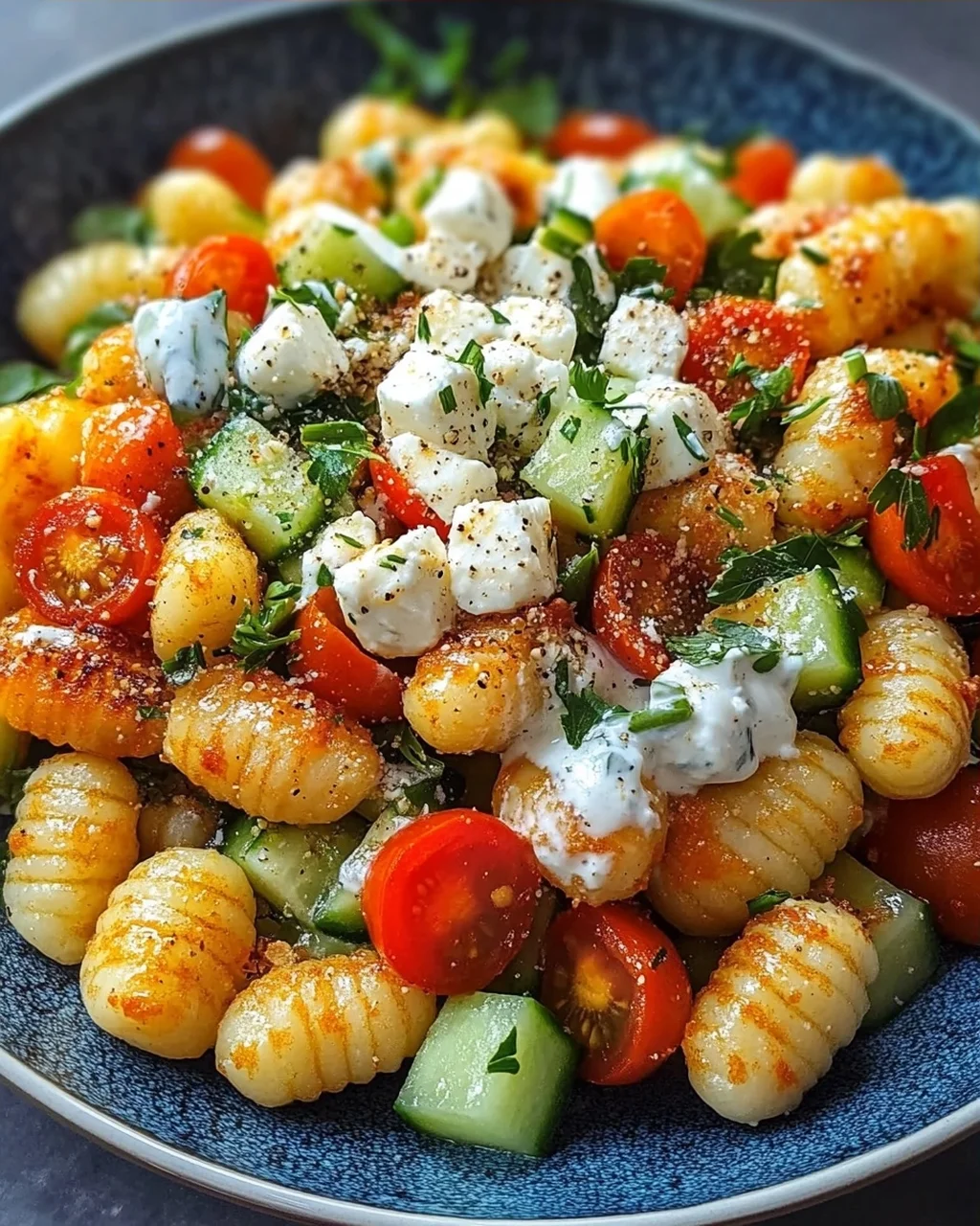 Knuspriger Gnocchi-Salat mit Joghurt-Dressing