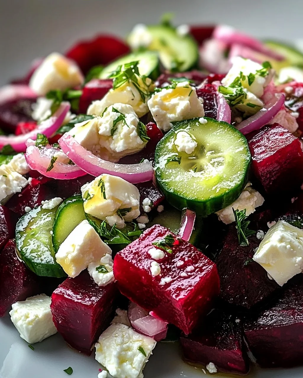 Leckerer Rote-Bete-Salat mit Feta und Gurken Rezept