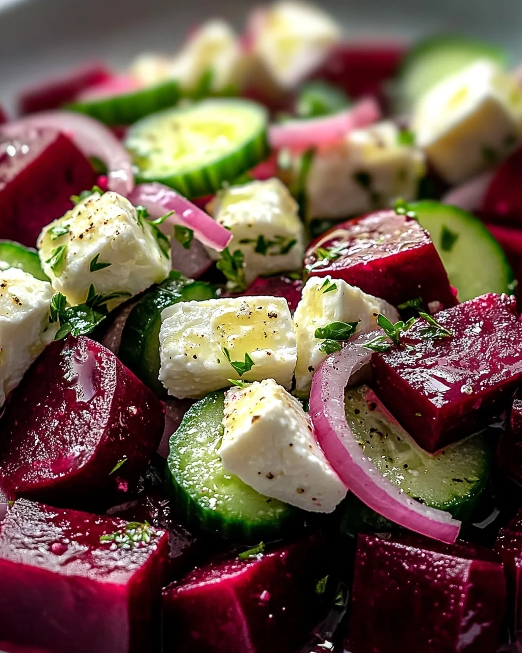 Leckerer Rote-Bete-Salat mit Feta und Gurken Rezept