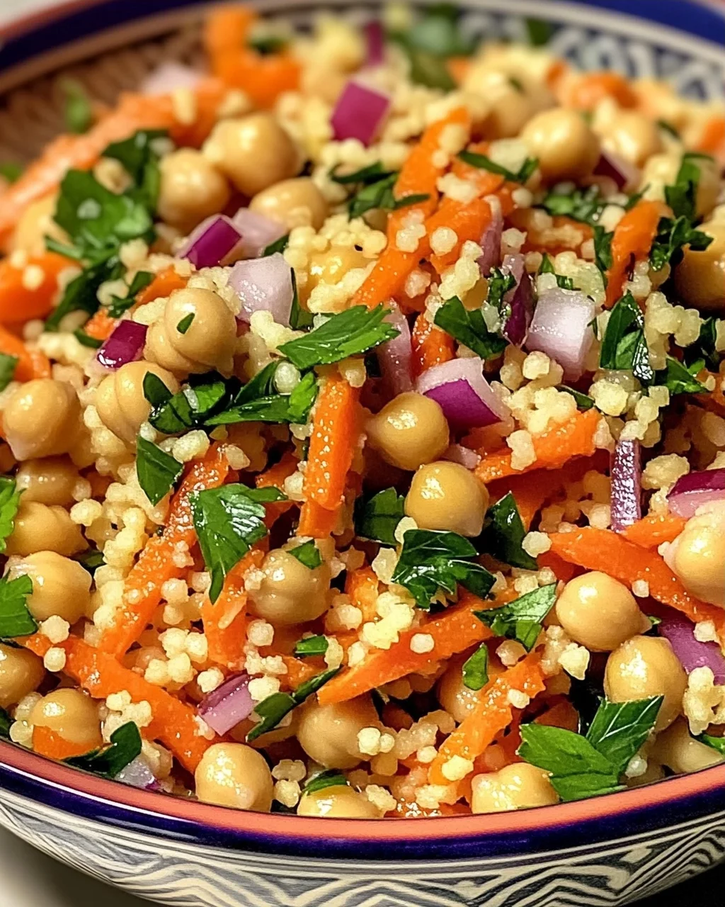 Marokkanischer gewürzter Kichererbsen-Karottensalat
