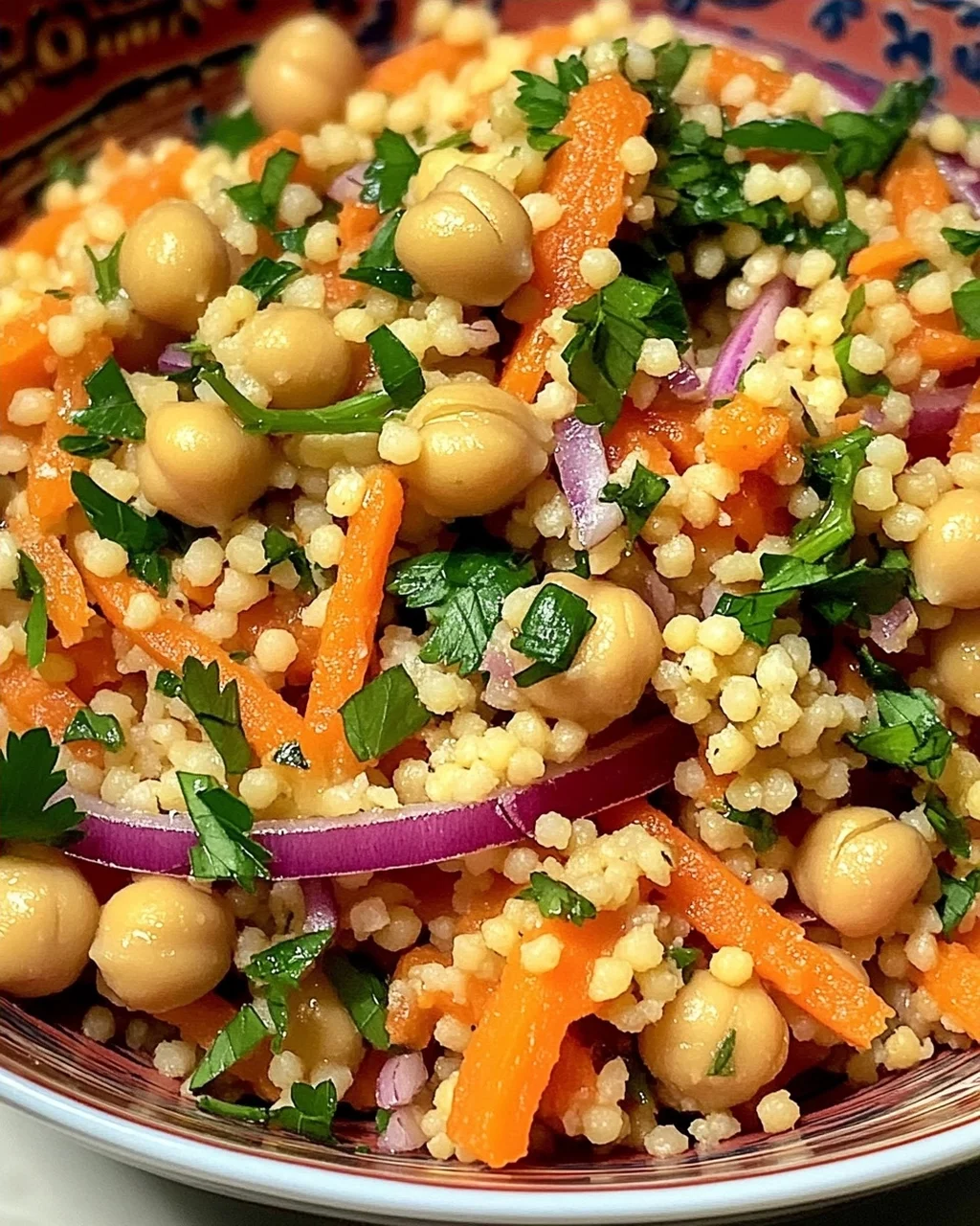 Marokkanischer gewürzter Kichererbsen-Karottensalat