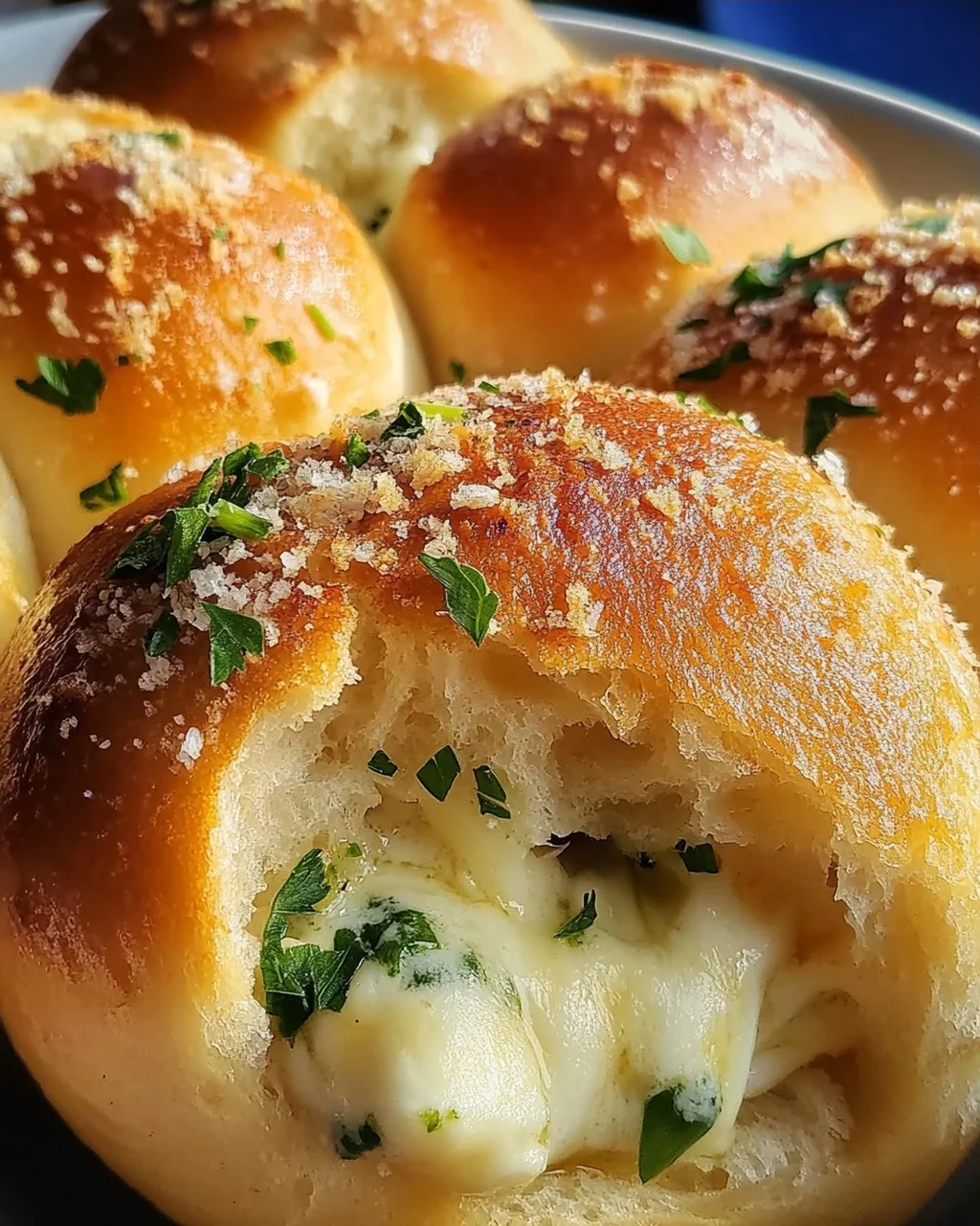 Megalecker Knoblauch Brötchen gefüllt mit Mozzarella Käse Rezept