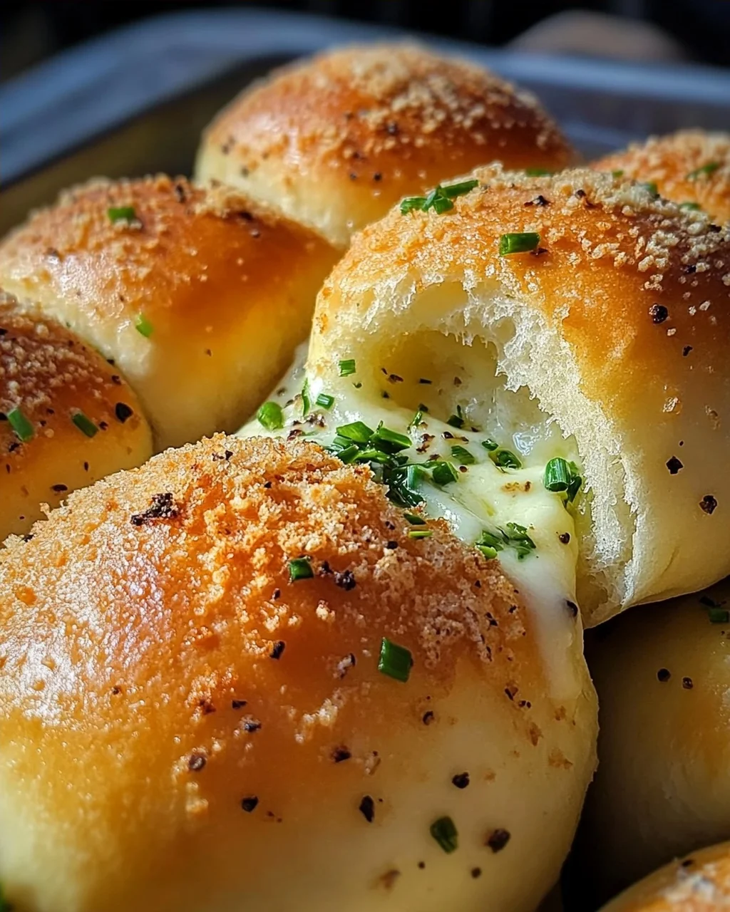 Megalecker Knoblauch Brötchen gefüllt mit Mozzarella Käse Rezept