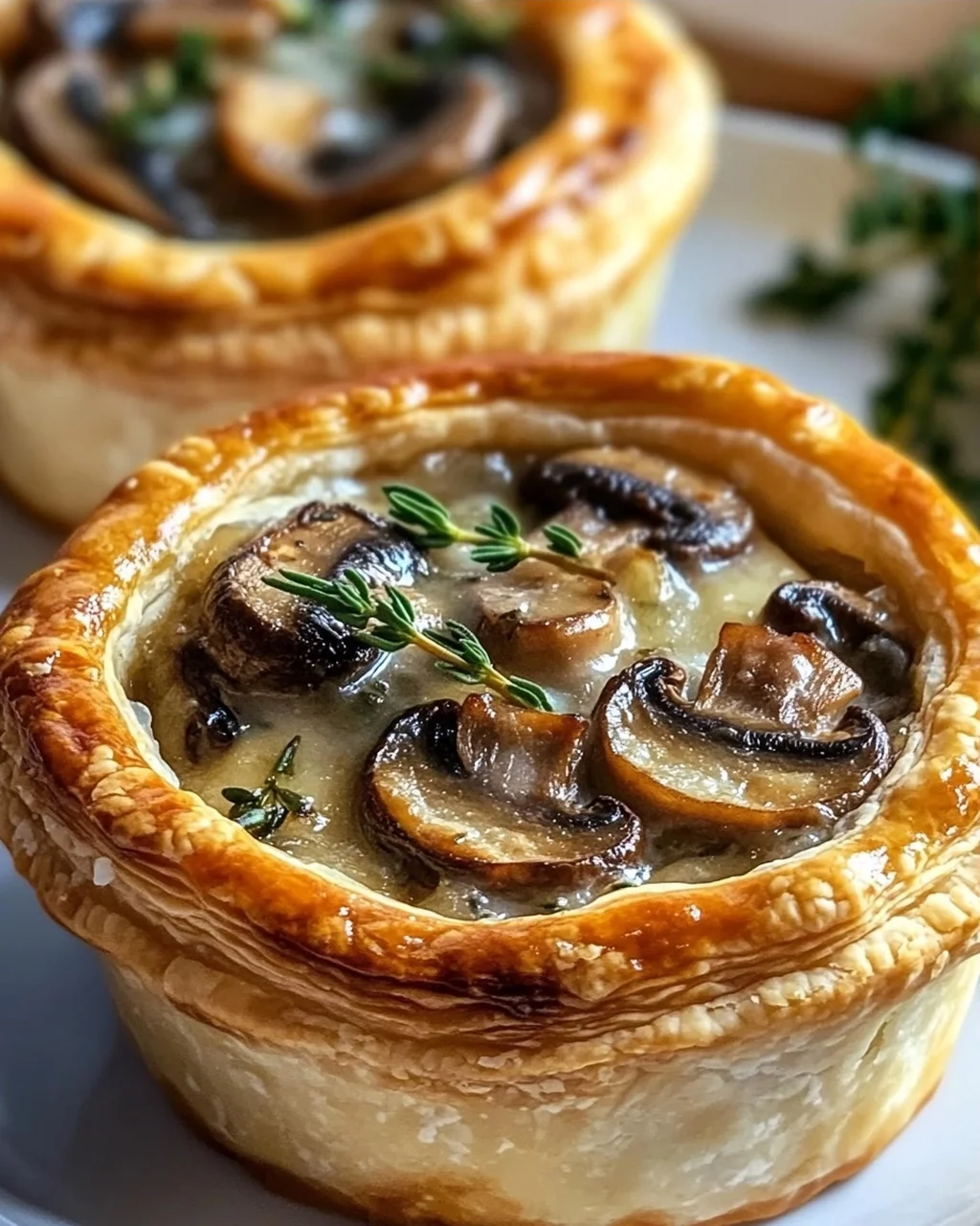 Mini Pilz-Gruyere Pot Pies mit Thymian