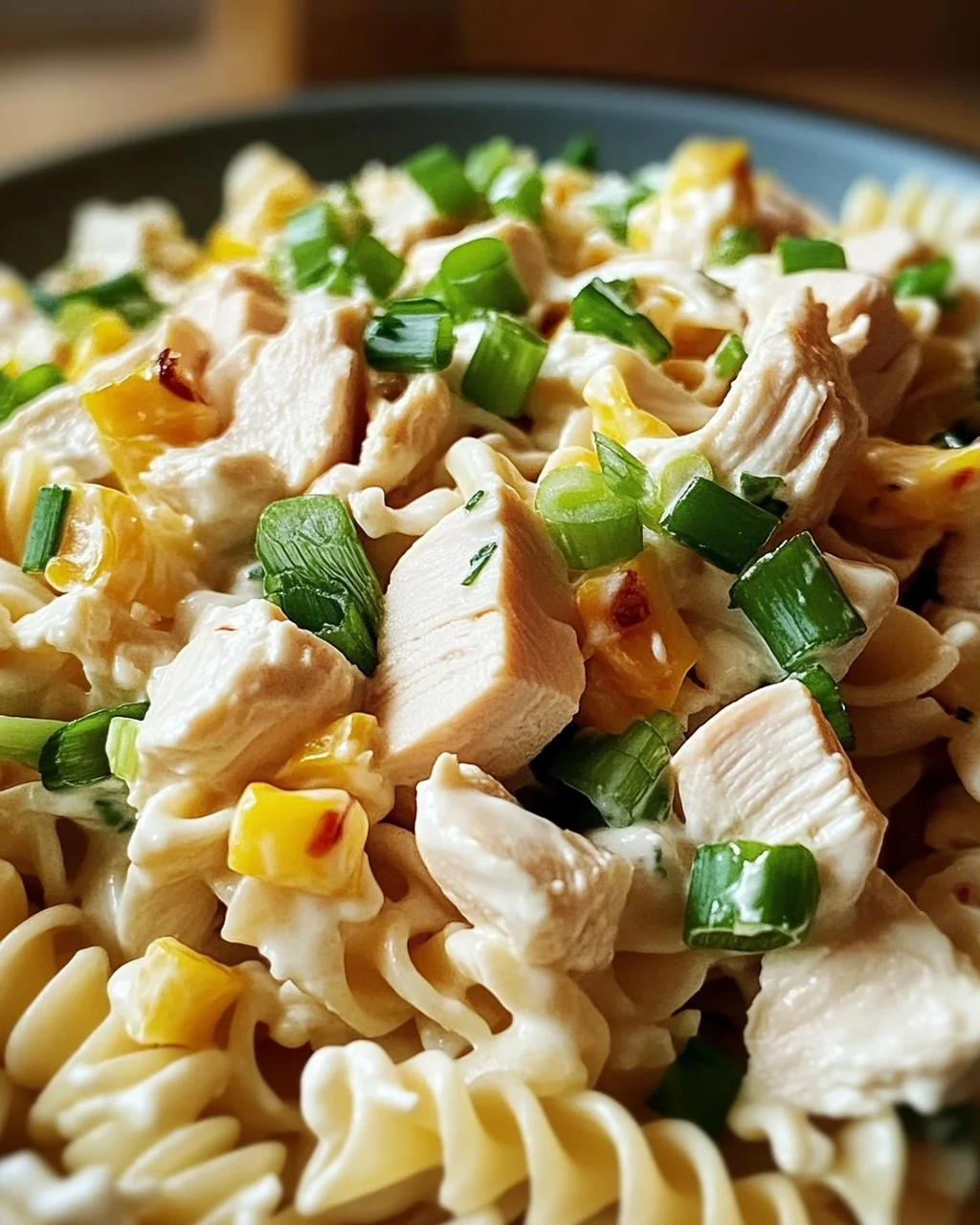 Nudel-Hähnchensalat mit Frühlingszwiebeln