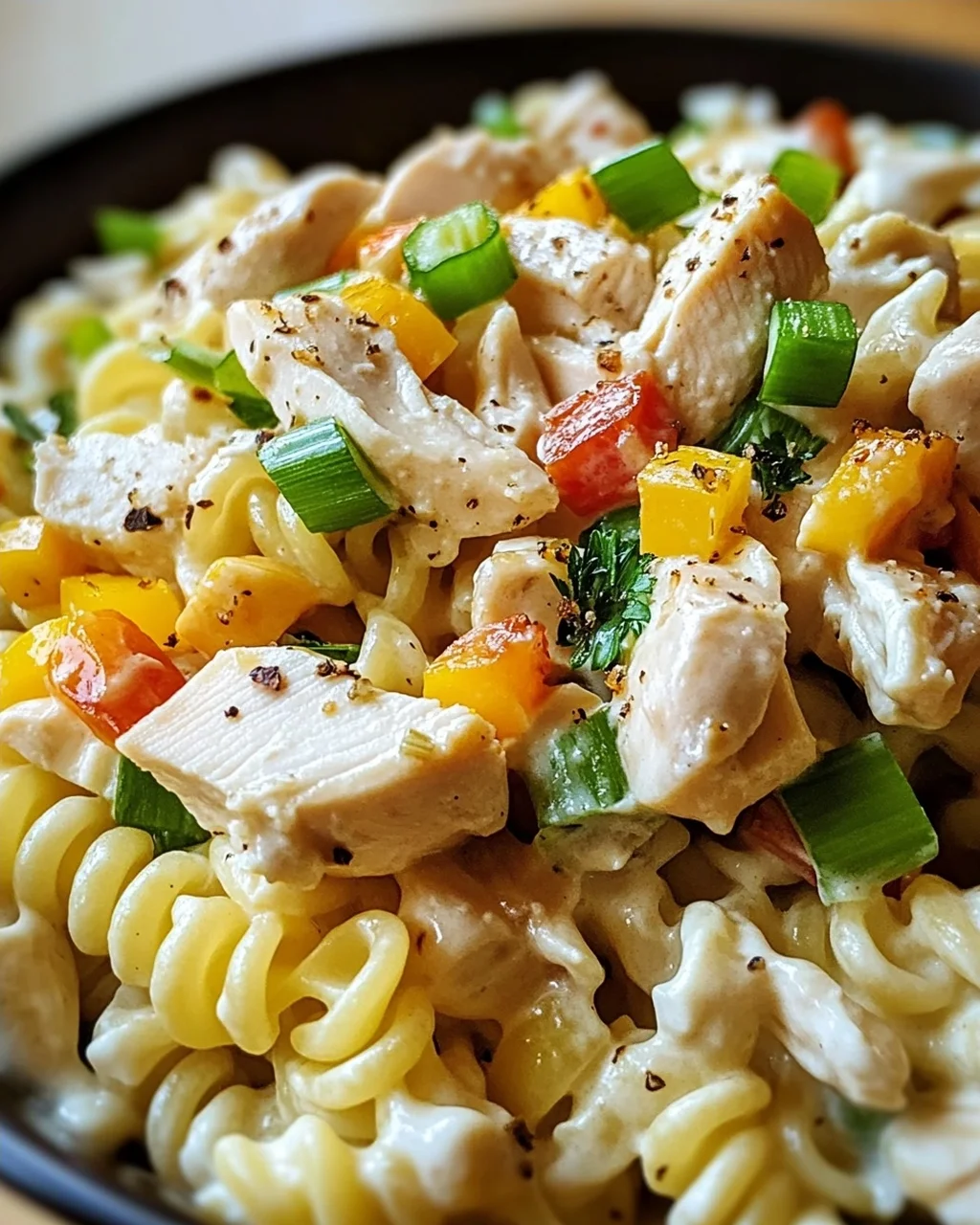 Nudel-Hähnchensalat mit Frühlingszwiebeln