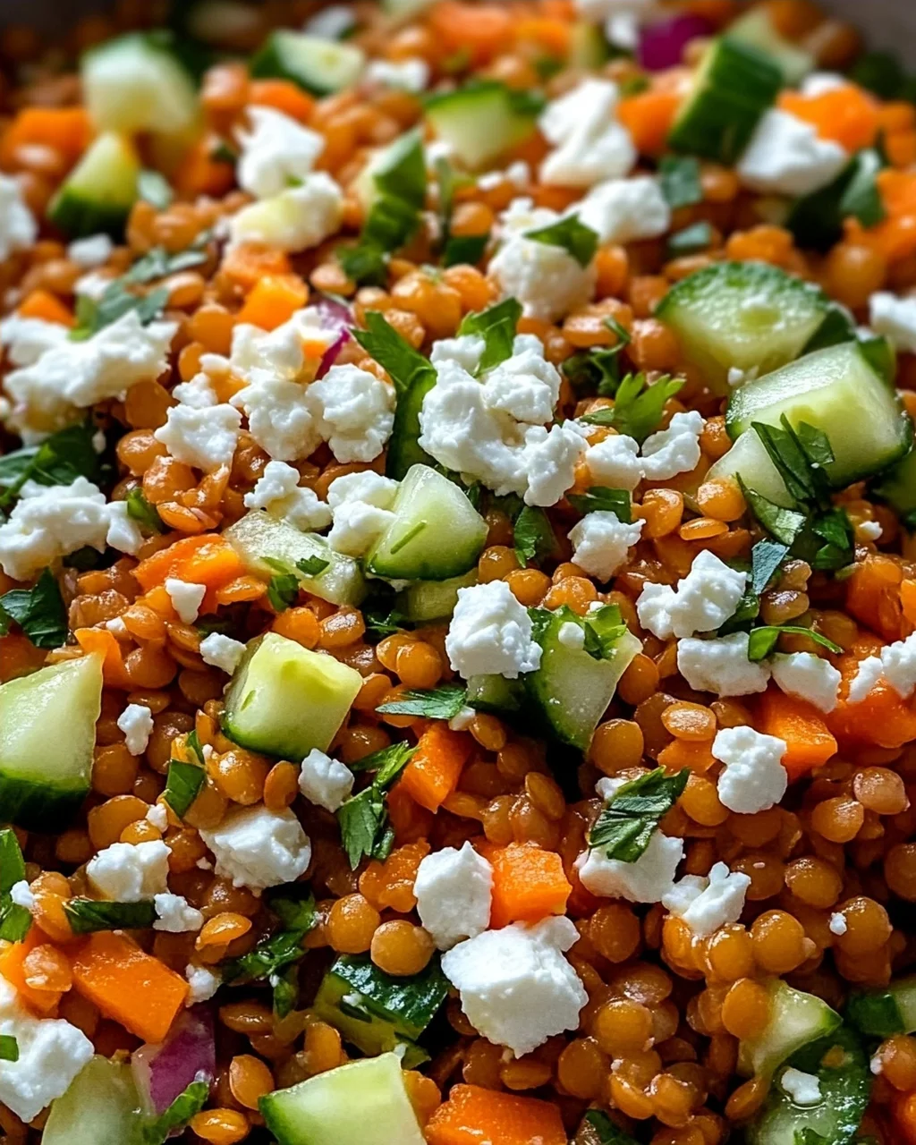 Orientalischer Rote Linsensalat mit Feta einfach genießen!