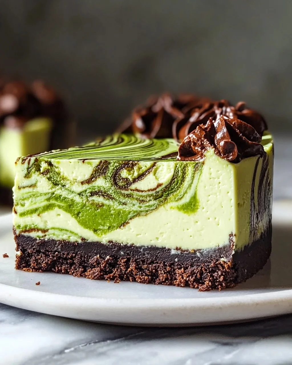 Pistazien Swirl Cheesecake mit Schoko-Keks-Boden Rezept