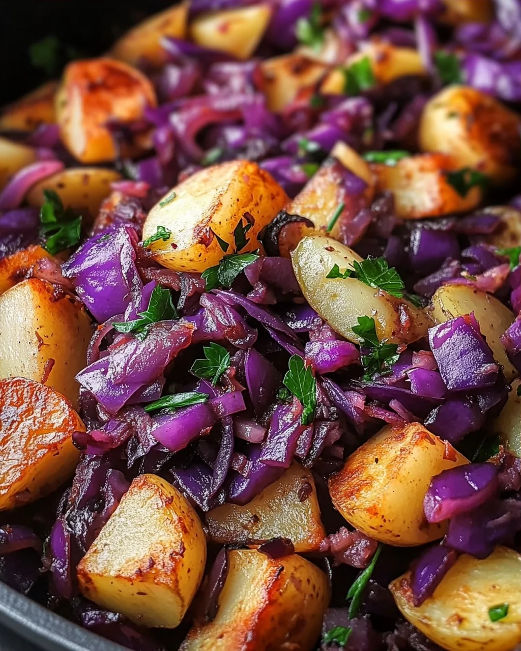 Rotkohl Pfanne mit Kartoffeln