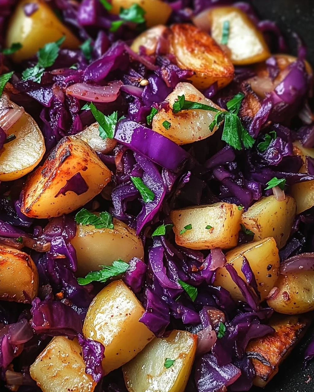 Rotkohl Pfanne mit Kartoffeln