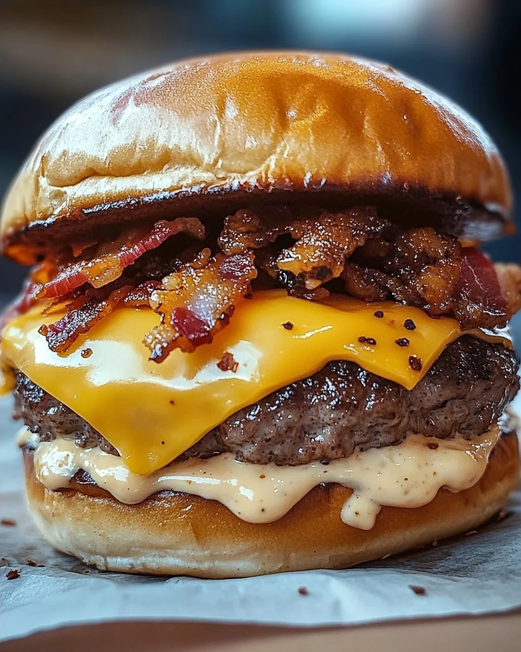 Smash-Burger mit Baconnaise-Soße