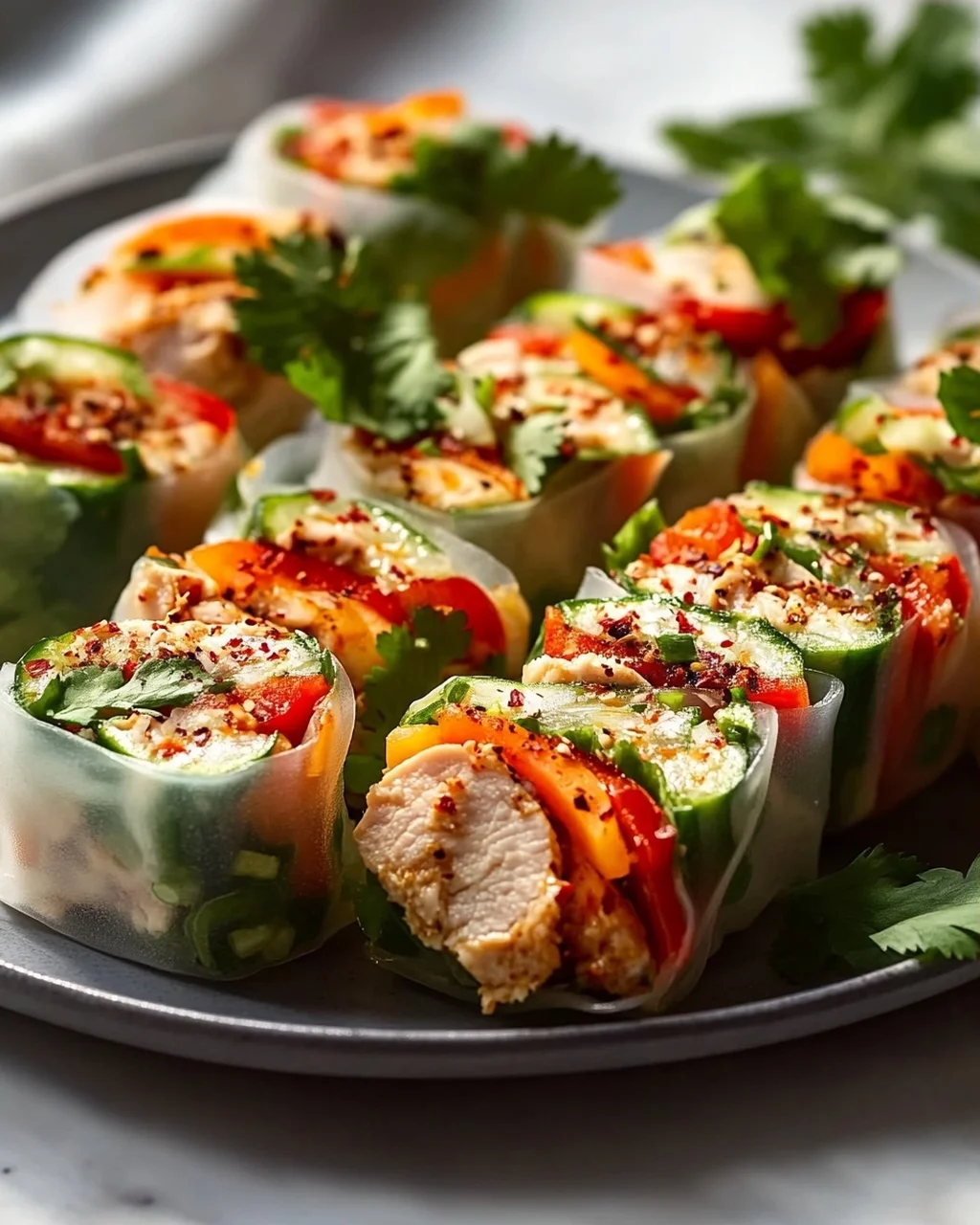 Spicy Asian Chili Chicken Rice Paper Wraps: Easy & Fresh
