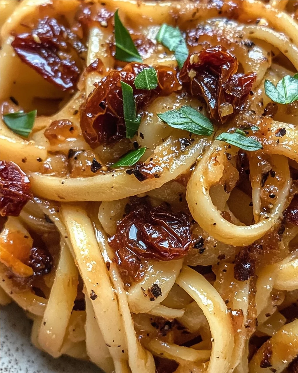 Veganisierte karamellisierte Zwiebel Pasta für Genießer