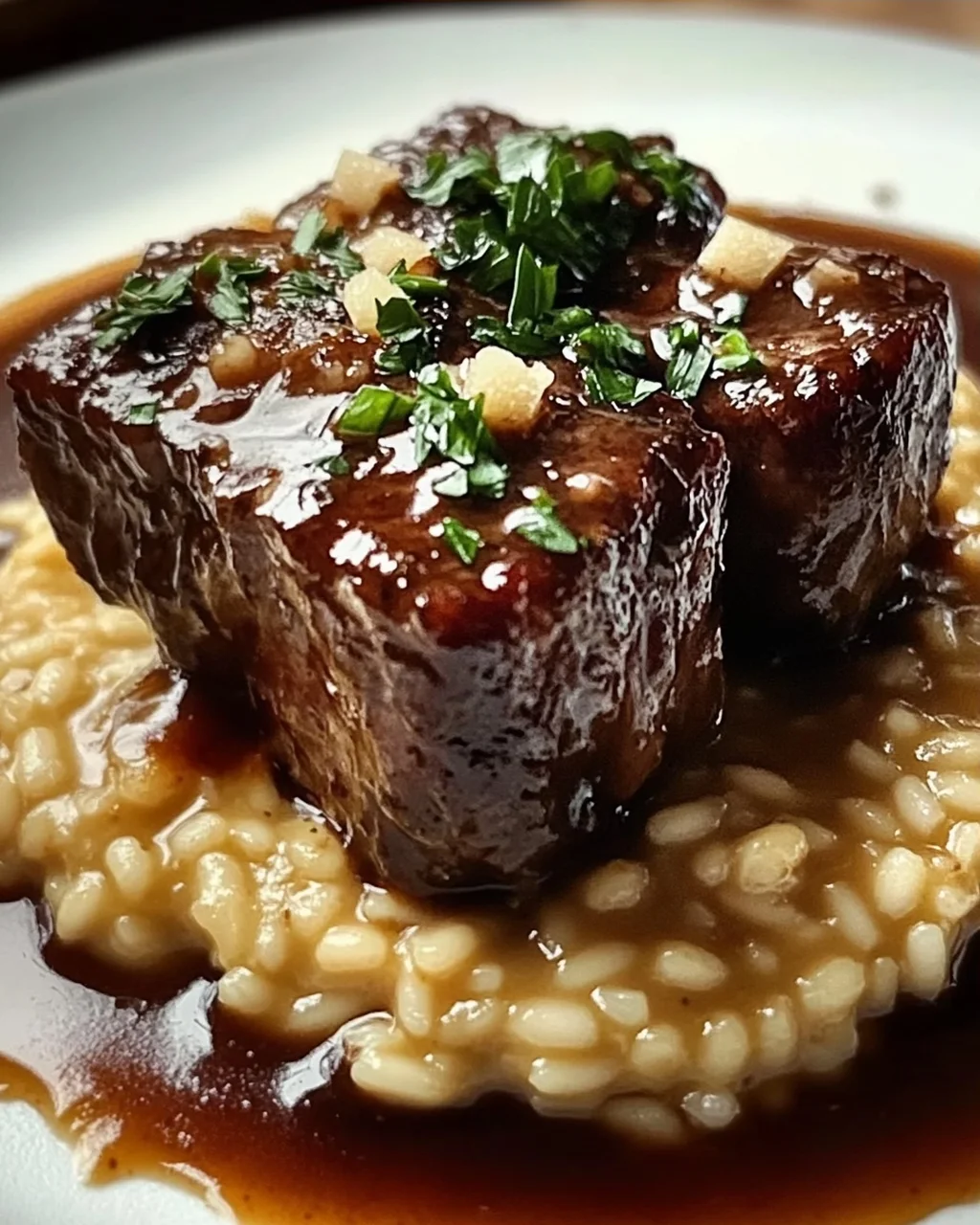 Zarte Rinderbrust in Cola mit cremigem Parmesan-Risotto
